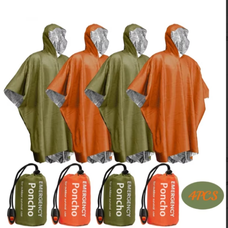 Survival Blanket Reflective - Ensemble de 4 pièces de poncho